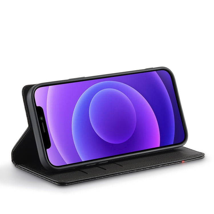 LC.IMEEKE Custodia in pelle a vibrazione orizzontale PU + TPU in fibra di carbonio con supporto, slot per schede e portafoglio, For iPhone 13 mini, For iPhone 13, For iPhone 13 Pro, For iPhone 13 Pro Max