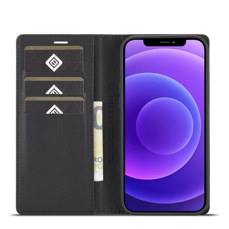 LC.IMEEKE Custodia in pelle a vibrazione orizzontale PU + TPU in fibra di carbonio con supporto, slot per schede e portafoglio, For iPhone 13 mini, For iPhone 13, For iPhone 13 Pro, For iPhone 13 Pro Max