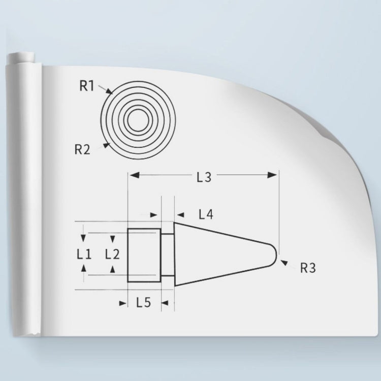 Punta dell'ago dello stilo da 2 pezzi per Apple Pencil 1/2, 2.0 Modified Round Pen Tip, 3.5 Standard Modified Pen Tip