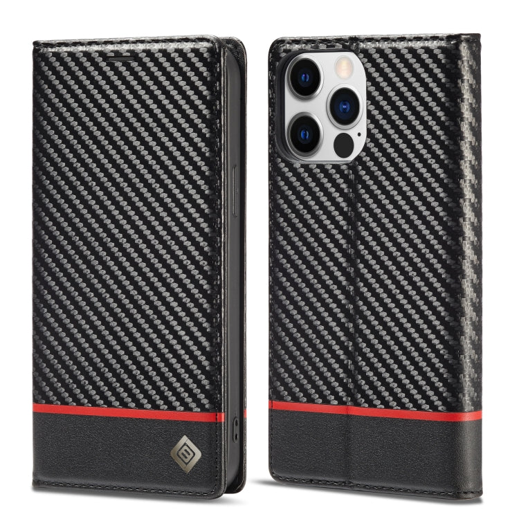 Custodia in pelle PU + TPU in fibra di carbonio LC.IMEEKE, For iPhone 14, For iPhone 14 Plus, For iPhone 14 Pro, For iPhone 14 Pro Max