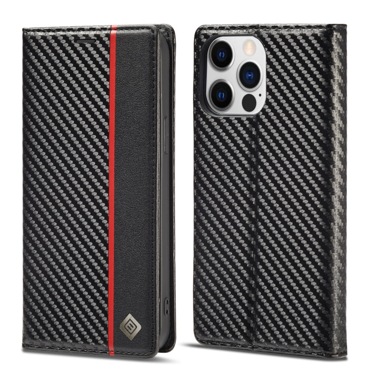 Custodia in pelle PU + TPU in fibra di carbonio LC.IMEEKE, For iPhone 14, For iPhone 14 Plus, For iPhone 14 Pro, For iPhone 14 Pro Max