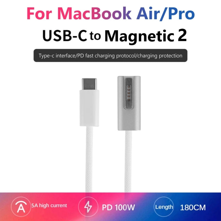 Cavo di ricarica da MagSafe 1 (a forma di L) a USB-C/Type-C PD da 100 W a 5 pin, lunghezza cavo: 1,8 m, MagSafe 1 (L-shaped)