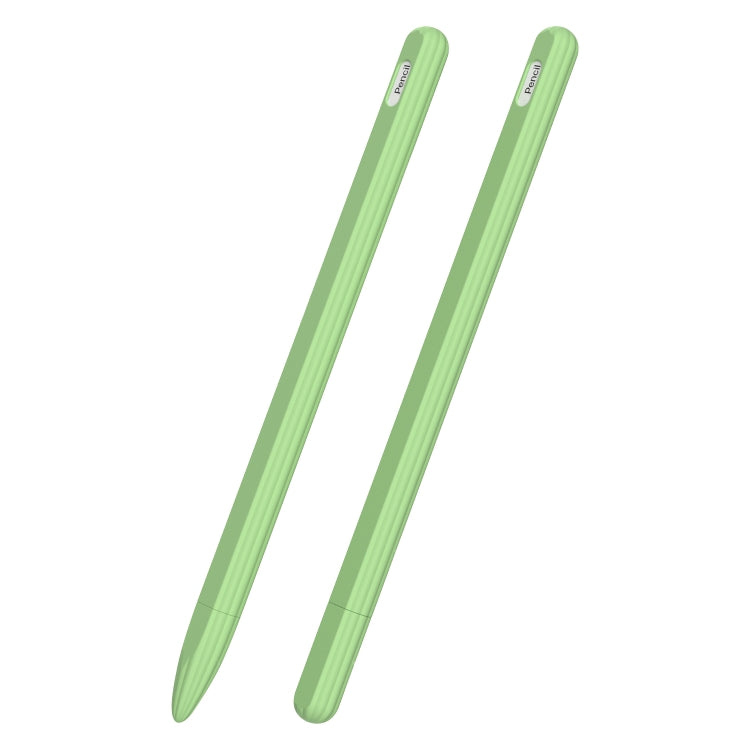 Custodia per stilo in silicone liquido a strisce 3 in 1 con due cappucci per le punte, For Apple Pencil 1, For Apple Pencil 2