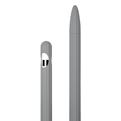 Custodia per stilo in silicone liquido a strisce 3 in 1 con due cappucci per le punte, For Apple Pencil 1, For Apple Pencil 2