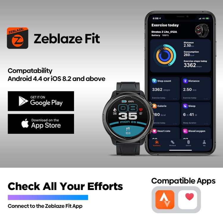 Zeblaze Stratos 2 Lite Schermo IPS da 1,32 pollici 5 ATM Impermeabile GPS Smart Watch, supporto monitoraggio della frequenza cardiaca / modalità sport, Stratos 2 Lite