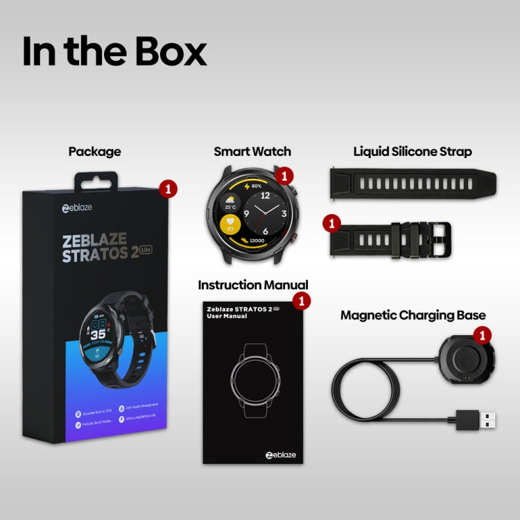 Zeblaze Stratos 2 Lite Schermo IPS da 1,32 pollici 5 ATM Impermeabile GPS Smart Watch, supporto monitoraggio della frequenza cardiaca / modalità sport, Stratos 2 Lite