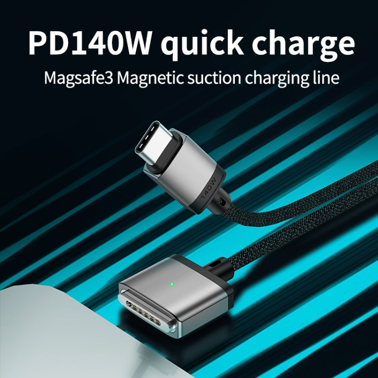 Cavo di ricarica magnetico da 140 W da tipo C a Magsafe 3, Silver, Blue