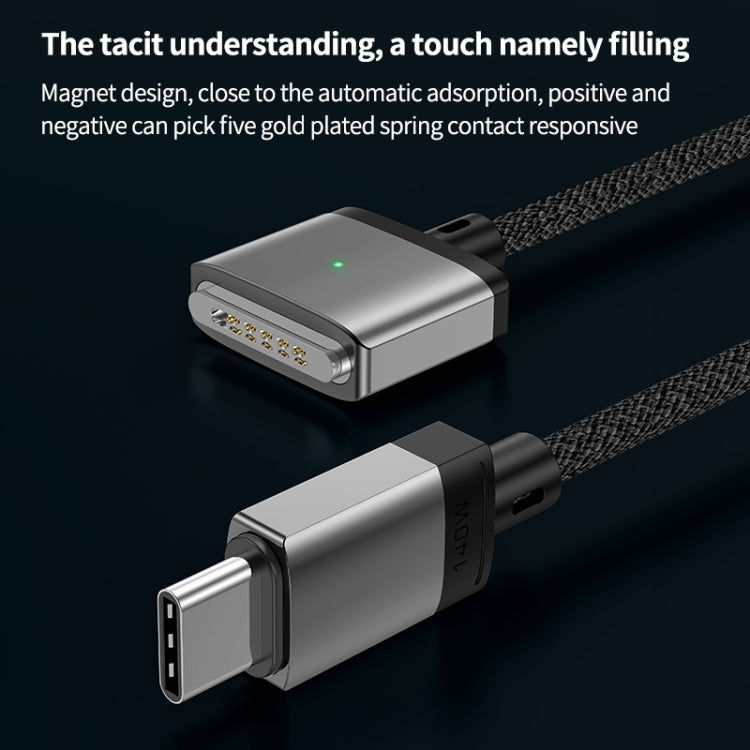 Cavo di ricarica magnetico da 140 W da tipo C a Magsafe 3, Silver, Blue