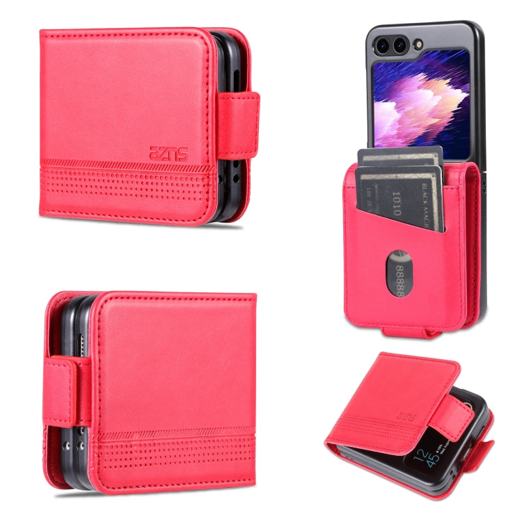 AZNS Custodia per telefono in pelle a conchiglia con struttura in vitello magnetico, For Samsung Galaxy Z Flip5 5G
