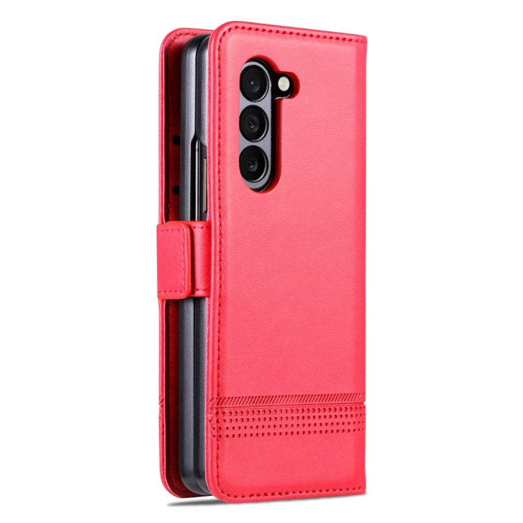 AZNS Custodia per telefono in pelle a conchiglia con struttura in vitello magnetico, For Samsung Galaxy Z Fold5 5G, For Samsung Galaxy Z Flip5 5G