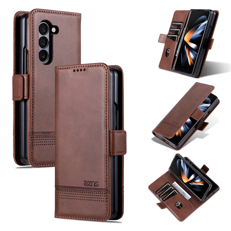 AZNS Custodia per telefono in pelle a conchiglia con struttura in vitello magnetico
