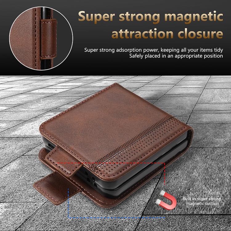 AZNS Custodia per telefono in pelle a conchiglia con struttura in vitello magnetico, For Samsung Galaxy Z Flip7 5G, For Samsung Galaxy Z Fold6 5G, For Samsung Galaxy Z Fold5 5G, For Samsung Galaxy Z Flip5 5G