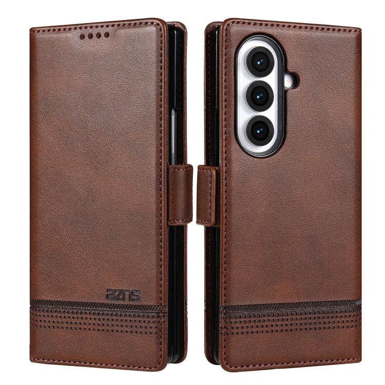 AZNS Custodia per telefono in pelle a conchiglia con struttura in vitello magnetico, For Galaxy Z Fold8 Ultra 5G, For Galaxy Z Flip8 5G, For Samsung Galaxy Z Flip7 FE / Flip6, For Samsung Galaxy Z Fold7 5G