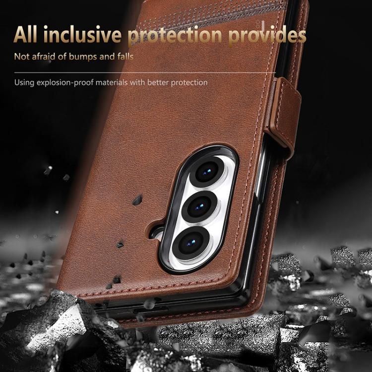 AZNS Custodia per telefono in pelle a conchiglia con struttura in vitello magnetico, For Galaxy Z Fold8 Ultra 5G, For Galaxy Z Flip8 5G, For Samsung Galaxy Z Flip7 FE / Flip6, For Samsung Galaxy Z Fold7 5G