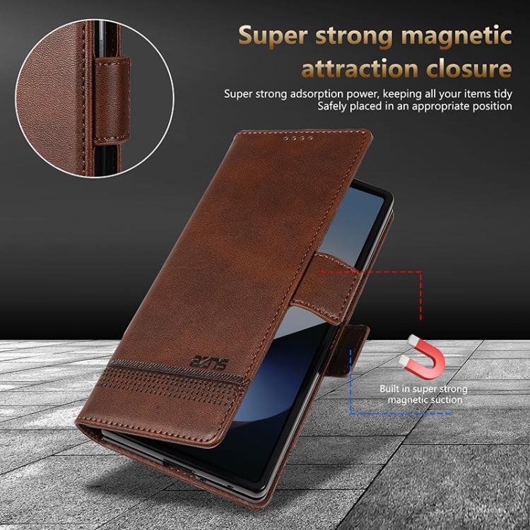 AZNS Custodia per telefono in pelle a conchiglia con struttura in vitello magnetico, For Galaxy Z Fold8 Ultra 5G, For Galaxy Z Flip8 5G, For Samsung Galaxy Z Flip7 FE / Flip6, For Samsung Galaxy Z Fold7 5G
