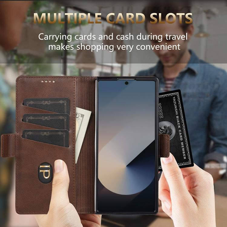 AZNS Custodia per telefono in pelle a conchiglia con struttura in vitello magnetico, For Galaxy Z Fold8 Ultra 5G, For Galaxy Z Flip8 5G, For Samsung Galaxy Z Flip7 FE / Flip6, For Samsung Galaxy Z Fold7 5G
