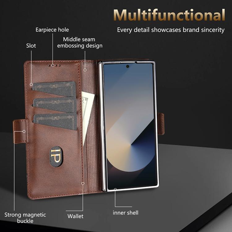 AZNS Custodia per telefono in pelle a conchiglia con struttura in vitello magnetico, For Galaxy Z Fold8 Ultra 5G, For Galaxy Z Flip8 5G, For Samsung Galaxy Z Flip7 FE / Flip6, For Samsung Galaxy Z Fold7 5G