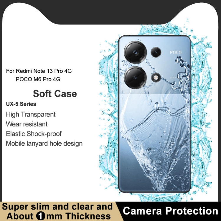Custodia protettiva in TPU trasparente antiurto serie imak UX-5, For Xiaomi POCO M6 Pro 4G, For Xiaomi Redmi Note 13 Pro 4G Global, For Xiaomi Redmi A3 4G, For Xiaomi Redmi Note 13 4G, For Xiaomi Poco X6 Pro 5G/Redmi K70E 5G                            ...