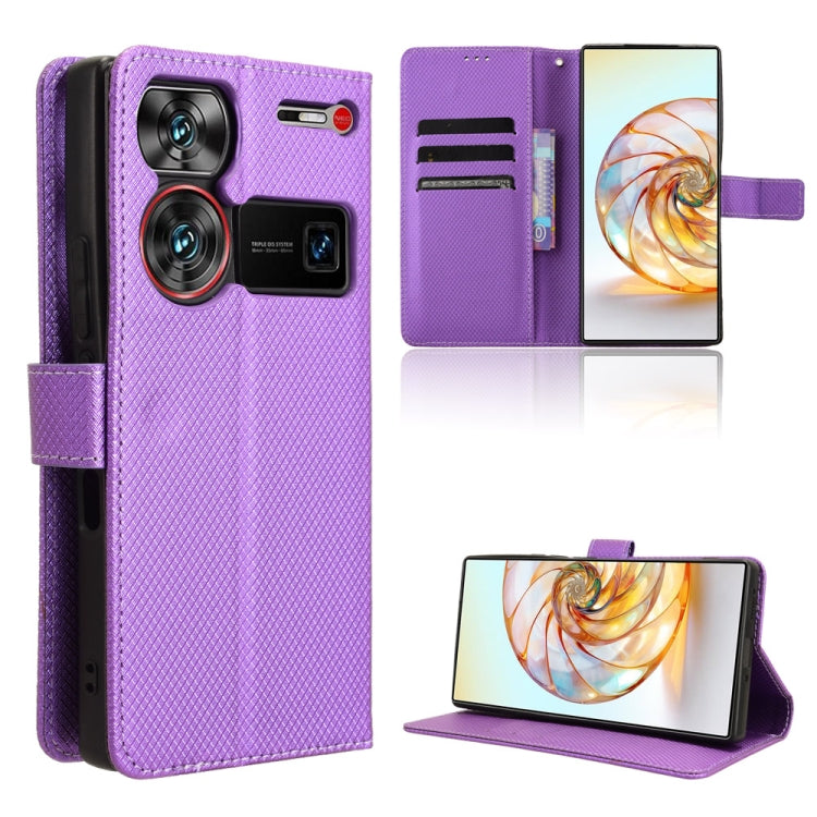 Custodia per telefono in pelle con trama a diamante, For ZTE nubia Neo 2, For ZTE Blade A34, For ZTE Libero 5G IV, For ZTE nubia Z60 Ultra