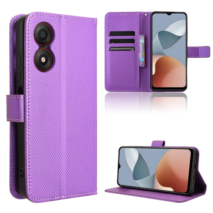 Custodia per telefono in pelle con trama a diamante, For ZTE nubia Neo 2, For ZTE Blade A34, For ZTE Libero 5G IV, For ZTE nubia Z60 Ultra