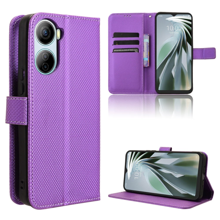 Custodia per telefono in pelle con trama a diamante, For ZTE nubia Neo 2, For ZTE Blade A34, For ZTE Libero 5G IV, For ZTE nubia Z60 Ultra