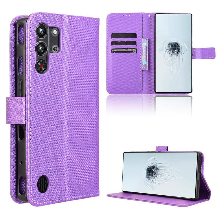 Custodia per telefono in pelle con trama a diamante, For ZTE Blade A35 Lite, For ZTE Blade V70 4G, For ZTE nubia Red Magic 10 Pro / 10 Pro+, For ZTE Blade V60 Design