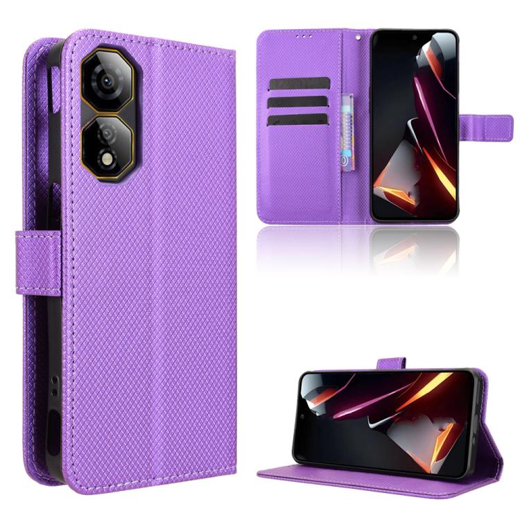 Custodia per telefono in pelle con trama a diamante, For ZTE nubia Neo 2, For ZTE Blade A34, For ZTE Libero 5G IV, For ZTE nubia Z60 Ultra