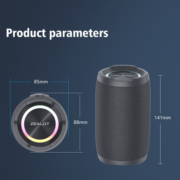 Zealot S49 Altoparlante Bluetooth wireless portatile da esterno con luce RGB, S49