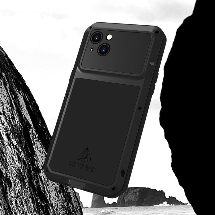 Custodia per telefono antipolvere impermeabile antiurto in metallo LOVE MEI, For iPhone 15 Plus, For iPhone 15