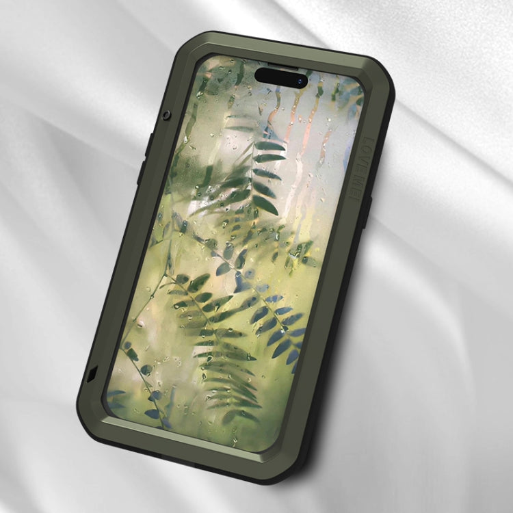 Custodia per telefono antipolvere impermeabile antiurto in metallo LOVE MEI, For iPhone 15 Plus, For iPhone 15
