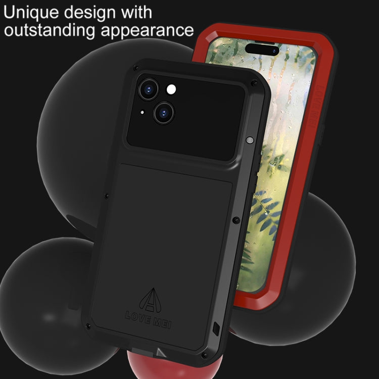 Custodia per telefono antipolvere impermeabile antiurto in metallo LOVE MEI, For iPhone 15 Plus, For iPhone 15