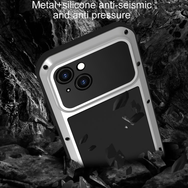 Custodia per telefono antipolvere impermeabile antiurto in metallo LOVE MEI, For iPhone 15 Plus, For iPhone 15
