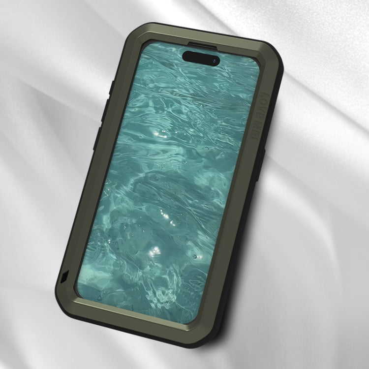 Custodia per telefono antipolvere impermeabile antiurto in metallo LOVE MEI, For iPhone 15 Pro, For iPhone 15 Plus, For iPhone 15