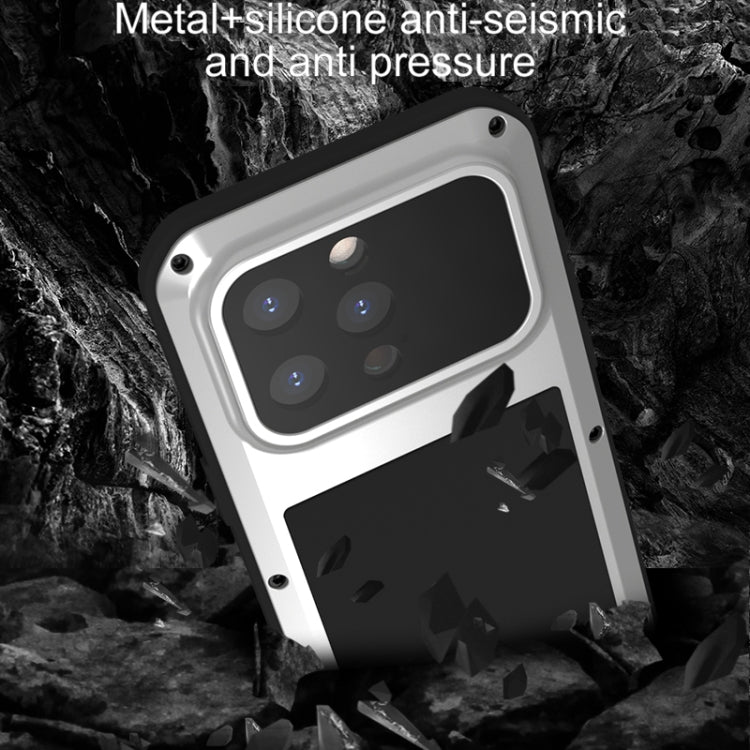 Custodia per telefono antipolvere impermeabile antiurto in metallo LOVE MEI, For iPhone 15 Pro, For iPhone 15 Plus, For iPhone 15