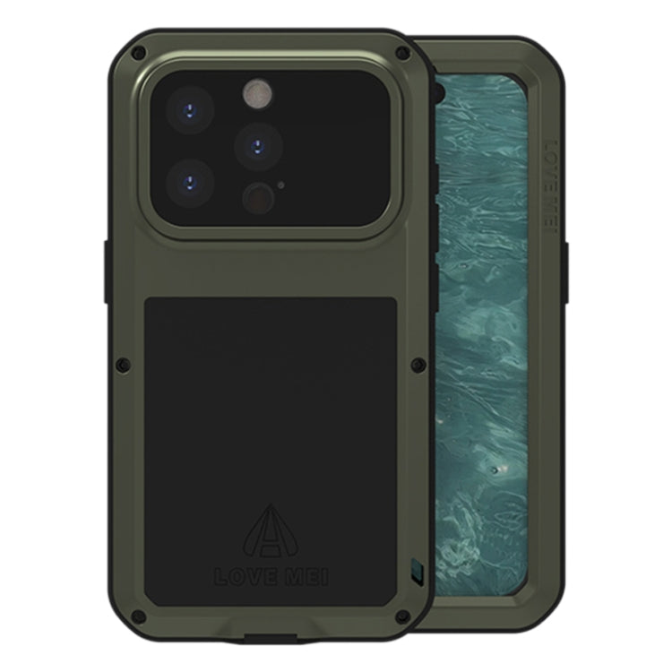 Custodia per telefono antipolvere impermeabile antiurto in metallo LOVE MEI, For iPhone 15 Pro, For iPhone 15 Plus, For iPhone 15