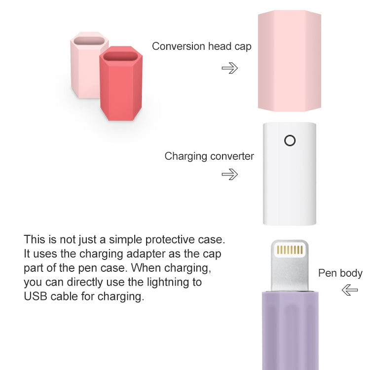 Stylus Touch Pen Custodia protettiva in silicone con colore a contrasto diviso, For Apple Pencil 1, For Apple Pencil 2
