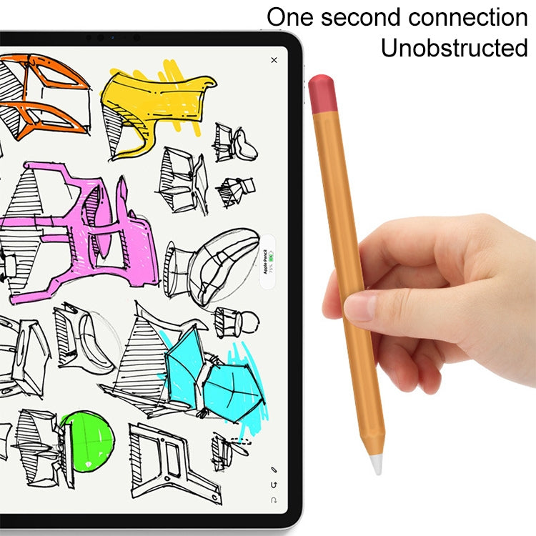 Stylus Touch Pen Custodia protettiva in silicone con colore a contrasto diviso, For Apple Pencil 1, For Apple Pencil 2