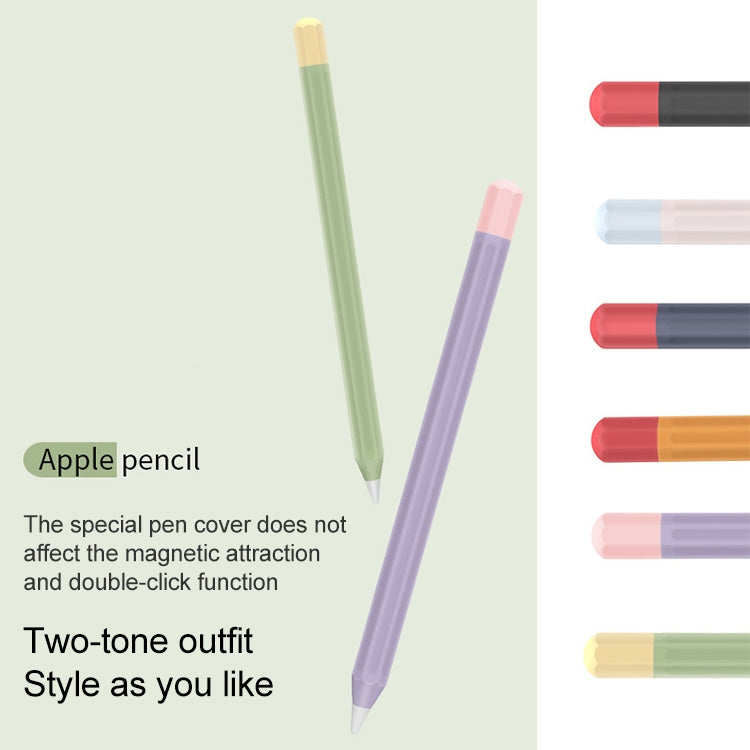 Stylus Touch Pen Custodia protettiva in silicone con colore a contrasto diviso, For Apple Pencil 1, For Apple Pencil 2