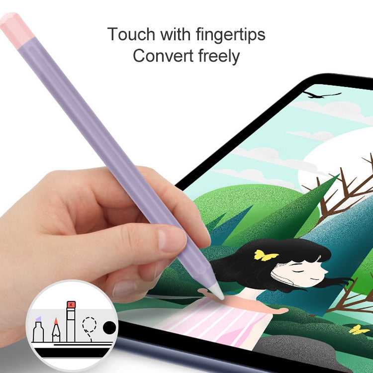 Stylus Touch Pen Custodia protettiva in silicone con colore a contrasto diviso, For Apple Pencil 1, For Apple Pencil 2