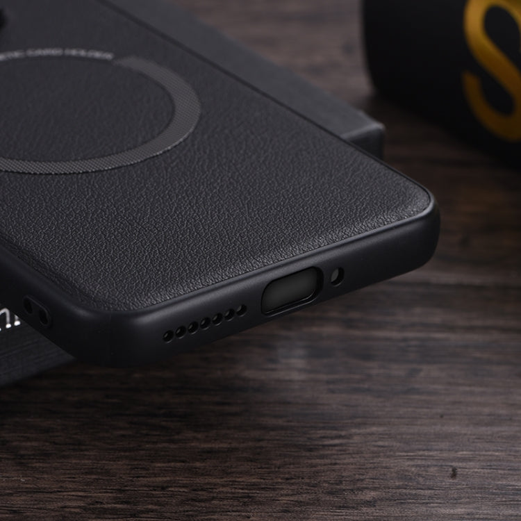 Custodia magnetica per telefono MagSafe in PU con trama in tessuto