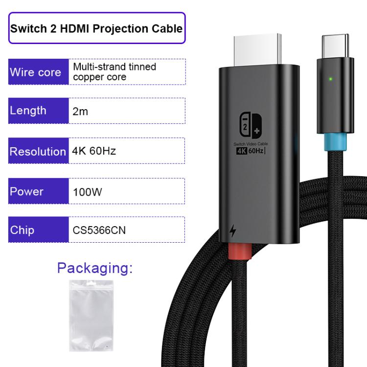 Cavo adattatore USB-C/Type-C a HDMI HD, lunghezza: 1,8 m, 4K 60Hz