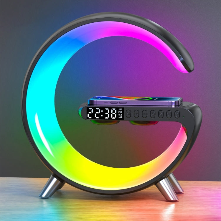 Altoparlante Bluetooth intelligente N69-1 con caricabatterie wireless, sveglia e luce ambientale, Support APP, Without APP