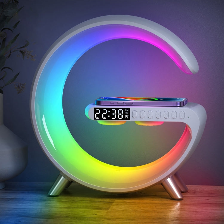 Altoparlante Bluetooth intelligente N69-1 con caricabatterie wireless, sveglia e luce ambientale, Support APP, Without APP