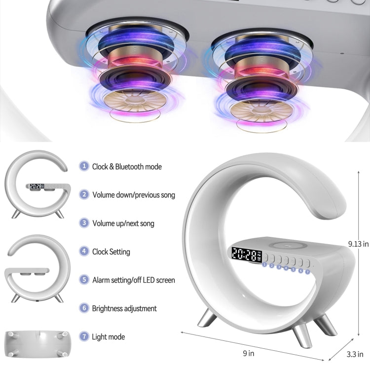 Altoparlante Bluetooth intelligente N69-1 con caricabatterie wireless, sveglia e luce ambientale, Support APP, Without APP