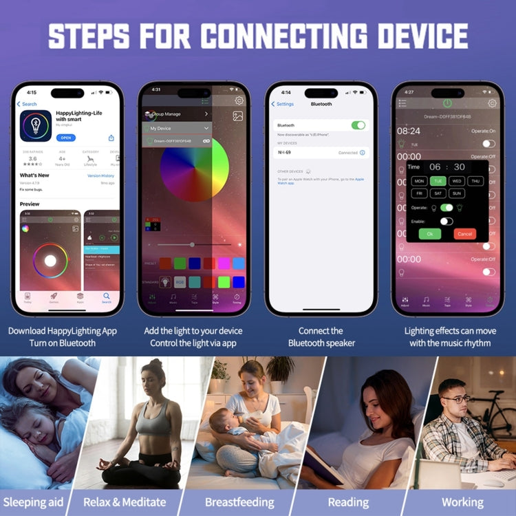 Altoparlante Bluetooth intelligente N69-1 con caricabatterie wireless, sveglia e luce ambientale, Support APP, Without APP