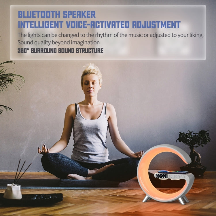 Altoparlante Bluetooth intelligente N69-1 con caricabatterie wireless, sveglia e luce ambientale, Support APP, Without APP