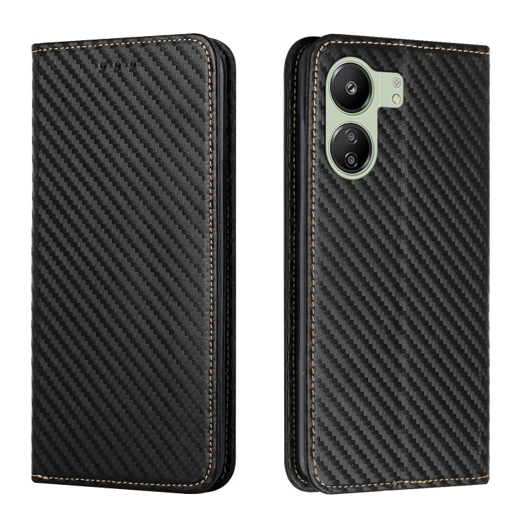Custodia per telefono in pelle con supporto a vibrazione con struttura in fibra di carbonio, For Xiaomi Redmi Note 13 5G, For Xiaomi Redmi 13C, For Xiaomi Redmi Note 13 Pro 5G