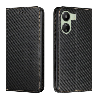 Custodia per telefono in pelle con supporto a vibrazione con struttura in fibra di carbonio, For Xiaomi Redmi Note 13 5G, For Xiaomi Redmi 13C, For Xiaomi Redmi Note 13 Pro 5G