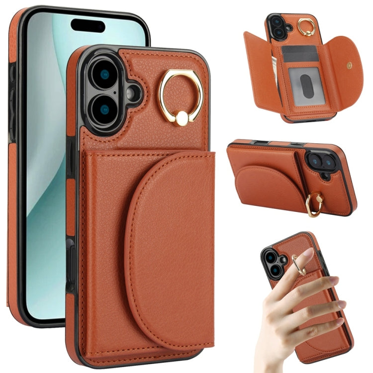 YM006 Custodia per cellulare con porta carte e porta carte, For iPhone 16e, For iPhone 16 Pro Max, For iPhone 16 Pro, For iPhone 16 Plus
