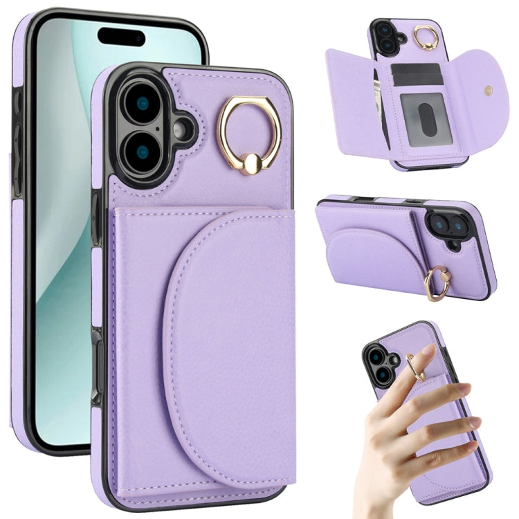 YM006 Custodia per cellulare con porta carte e porta carte, For iPhone 16e, For iPhone 16 Pro Max, For iPhone 16 Pro, For iPhone 16 Plus